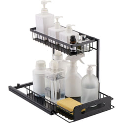 Rangement sous Evier 2 Niveaux 270 mm de Large et 360 mm de Profondeur, Etagere Coulissante pour Placard Metallique, pour Garde-manger Cuisine,