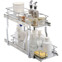 VEVOR Rangement sous Evier a 2 Niveaux 216x533x381 mm, Etagere Coulissante pour Placard en Acier Chrome, Organisateur Coulissant pour Cuisine, Taille