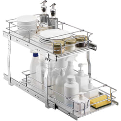 VEVOR Rangement sous Evier a 2 Niveaux 305x533x381 mm, Etagere Coulissante pour Placard en Acier Chrome, Organisateur Coulissant pour Cuisine, Taille