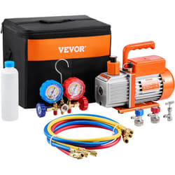 VEVOR Pompe a Vide Climatisation, 99 L/min, Pompe a Vide Frigoriste CVC 1 Etage, Kit Jauges de Collecteur de Refrigerant pour Climatiseur Automobile,