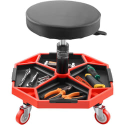 Tabouret deAtelier Mobile, Tabouret de Mecanicien sur Roulettes Capacite de Charge 136 kg, Hauteur Reglable, avec Plateaux a Outils, pour Entretien