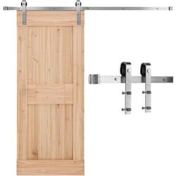 VEVOR Kit Quincaillerie de Porte Grange Coulissante Simple, 200 cm, Rail Durable et Rouleau J, Finition Nickel Brosse, 150 kg, pour Portes 914,4-1016