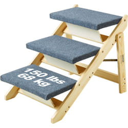 VEVOR Ensemble escalier et rampe pour animaux de compagnie,accessoire en bois a 3 marches pour atteindre facilement les lits,les canapes,les