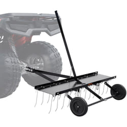 Rateau dechaumeur de remorquage derriere, 1219 mm, rateau dechaumeur remorque de pelouse avec 24 dents acier a ressort pour vtt ou tondeuse, rateau