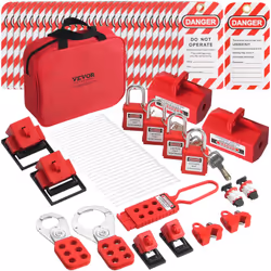 Vevor - Kit deetiquetage de verrouillage electrique, 47 pcs, verrouillage de securite avec cadenas, moraillon, etiquette, attache en nylon, prise,