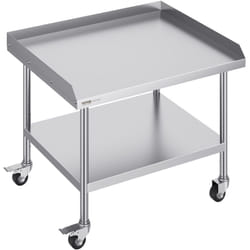 Table de preparation des aliments en metal Vevor 30 x 36 x 30 pouces, avec 4 roulettes et une protection a 3 cotes, acier inoxydable durable, ideale