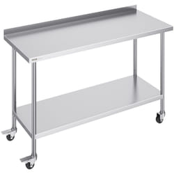 Table de Travail en Acier Inoxydable 61 x 152,4 x 100,6 cm, Table de Preparation des Aliments avec Roulettes, Hauteur Reglable, Meuble de Rangement