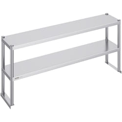 Etagere a deux niveaux Vevor en acier inoxydable, 12 x 60 pouces, hauteur reglable, pour cuisine, restaurant, atelier