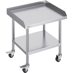 Table de preparation des aliments en metal,24 x 28 x 30 pouces,avec 4 roulettes et une protection a 3 cotes,acier inoxydable durable,ideale pour les