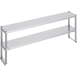 Etagere a deux niveaux Vevor en acier inoxydable, 12 x 72 pouces, hauteur reglable, pour cuisine, restaurant, atelier
