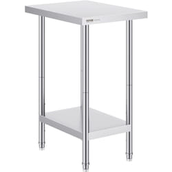 Table de Travail en Acier Inoxydable 61x45,7x86,4 cm, Table de Preparation des Aliments Charge 290 kg, 3 Niveaux de Hauteur Reglables, Meuble de