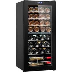 Vevor - Cave a Vin 32 Bouteilles, Refrigerateur a Vin a Double Zone et a Double Temperature, Frigo Vin avec Commande Numerique, Porte en Verre Trempe