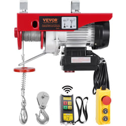 Vevor - Palan Electrique, Charge Double Cable 200 kg, Telecommande Filaire 4,2 m et Sans Fil 100 m, Hauteur Levage Cable Simple 12 m, Elingue Simple