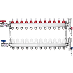 Collecteur de Chauffage Radiant 12 Branches, Kit Collecteur Tubes pex 1,27 cm en Acier Inoxydable, avec Adaptateurs 1,27 cm, Accessoires de Montage,