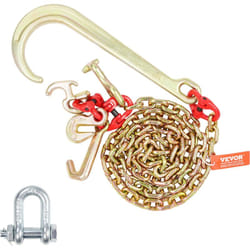 Chaine de Remorquage a Crochet j Tige Longue, Capacite de Charge 2448 kg,​ Chaine de Remorque G80 avec Crochet rtj, 8 mm x 180 cm, pour Recuperation,