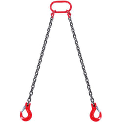Elingue Chaine de Levage a 2 Brins avec Crochets, 8 mm x 150 cm, Capacite de Charge Securisee 2993 kg, Grade 80, pour Chariot Elevateur, Palan a