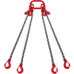 Elingue Chaine de Levage a 4 Brins avec Crochets et Ajusteurs, 6 mm x 150 cm, Capacite de Charge 2993 kg, Grade 80, pour Chariot Elevateur, Palan a