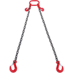 Elingue Chaine de Levage 2 Brins avec Crochets et Ajusteurs, 10 mm x 180 cm, Capacite de Charge 5000 kg, Grade 80, pour Chariot Elevateur, Palan a