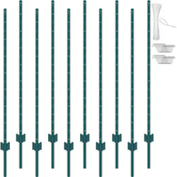 Lot de 10 poteaux en t Vevor de 1,5 m, en acier durable, ideal pour les cours, les fermes et les clotures exterieures, vert