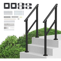 Rampe deEscalier pour 2-3 Marches Exterieures Main Courante Escalier 2PCS avec Kit deInstallation, Tube Carre en Acier au Carbone, pour Personnes