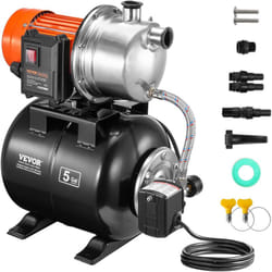 Vevor - Groupe de Surpression, 1176 w, Pompe de Puits Peu Profonde avec Reservoir sous Pression 19 l, 5600 L/h, Tete 50 m, Aspiration 8 m, Pressostat