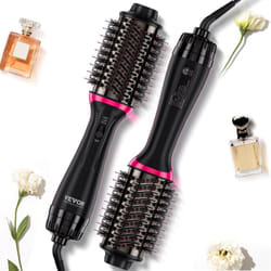 VEVOR Brosse Soufflante Seche-cheveux Ionique 4 en 1 Volumateur de Style Revetement Titane Electrolytique et Ceramique 65 mm, Brosse de Coiffage a