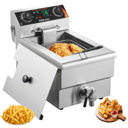 Vevor - Friteuse commerciale 3000 w, friteuses a bain dehuile electrique avec panier, en acier inox, 9 l, avec controle du temps et de la