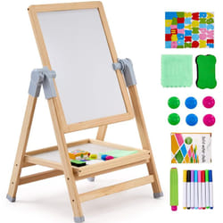 Vevor - Chevalet deart pour enfants, chevalet deart double face en bois 2 en 1 pour enfants avec tableau blanc magnetique et tableau noir, planche a