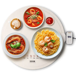 Chauffe Plat Electrique en Silicone Enroulable et Portable, Plateau Chauffant pour Buffet 60 cm, Tapis Chauffant Alimentaire avec 4 Reglages de