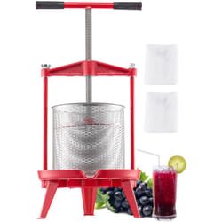 Pressoir a Fruits Manuel 14 l, Presse a Vin Panier en Acier Inoxydable, avec Poignee en t et Structure Triangulaire, Presse a Jus, Raisin, Cidre de