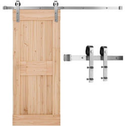 VEVOR Kit Quincaillerie pour Porte Grange Coulissante Simple, 150 cm, Rail Durable et Rouleau J, Finition Nickel Brosse, 150 kg, pour Portes 762 mm