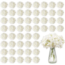 VEVOR Hortensia Artificielle Lot de 65 Fleurs Artificielles 250 mm Bouquets de Fausses Fleurs Aspect Realiste avec Tete 152,4 mm, pour Decoration Interieure, Fetes, Mariages, Centres de Table, Blanc