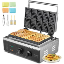Gaufrier Commercial 1550 w, Appareil a Gaufres Belges Rectangulaires, Capacite 10PCs, en Acier Inoxydable, Antiadhesif, avec Controle de la