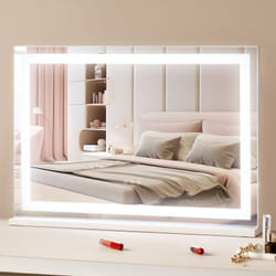 VEVOR Miroir de Maquillage Lumineux, 3 Modes Eclairage de Couleur, Grand Miroir Cosmetique Studio Lumiere LED, Miroir Grossissant 5X, Port USB, Controle Tactile Intelligent, avec Support, 797x547 mm