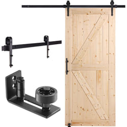 Vevor - Kit de porte de grange et de quincaillerie, 914,4 x 2133,6 mm, porte de grange coulissante en bois, silencieuse, avec guide au sol 8 en 1 et