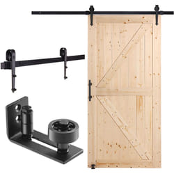 Porte de grange coulissante Vevor avec quincaillerie, panneau en bois deepicea de 42 po x 84 po, comprend un rail de glissement silencieux et un