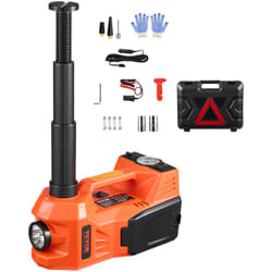 Cric Electrique pour Voitures 5 t, Cric de Levage Reglable avec Gonfleur Integre, Outil Demonte-Pneu Portable avec Marteau Securise et Lumiere led,