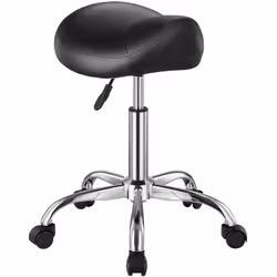 Tabouret de selle a roulettes, capacite poids 204 kg, tabouret roulant ergonomique, hauteur reglable, chaise de selle pivotante en cuir pu epais,