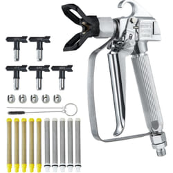 Pistolet pulverisateur de peinture sans air, haute pression 248 bar, avec 5 embouts, kit a joint pivotant, avec filtres, aiguille de nettoyage et