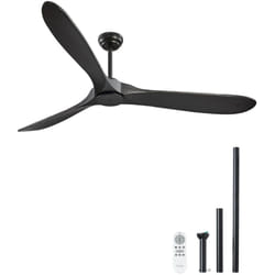 VEVOR Ventilateur de Plafond sans Lumiere 180 cm avec Telecommande 6 Vitesses, 3 Pales en Bois, Moteur CC Reversible, Ventilateur Moderne pour