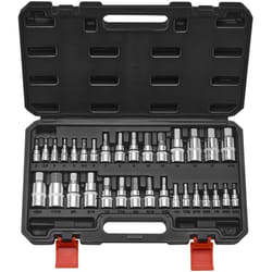 VEVOR Jeu de Douilles Hexagonales 32PCs SAE et Metriques, Douille a Embout en Acier Allie S2 et Acier Cr-V, Entrainements 1/4 po, 3/8 po et 1/2 po