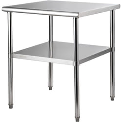 Vevor - Table de Travail Inox 76 x 76 x 91 cm Table de Preparation Inox 2 Niveaux Charge 362 kg Table de Cuisine Inox Etageres Reglables en Hauteur