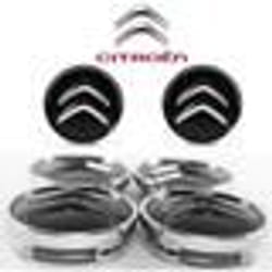 4pcs Cache moyeux Citroen Enjoliveurs de 60 mm pour C2 C4 C5 C6 C-Quatre Logo Noir/chromé