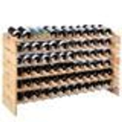 COSTWAY Porte-Bouteilles en Bois de Pin pour 72 Bouteilles Étagère à Vin Modulable 6 Niveaux Casier Empilable 119x29x72 CM