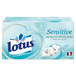 Mouchoirs en papier - LOTUS - Sensitive - 4 épaisseurs - Ultra doux - Lot de 3 boîtes
