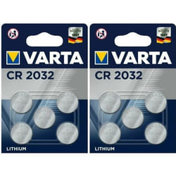 Pile CR2032 VARTA lot de 10 piles lithium 3V CR 2032 3.0 Volts pile plate bouton date de péremption éloignée capacité 230mAh