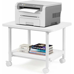 Costway - Support d'Imprimante à Roulette à 2 Niveaux, Etagère Rangement à Multi-Fonction pour Maison,Bureau Blanc