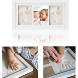 Kit Empreinte Bébé - KENSON - Cadre Photo - 2 Empreintes - 1 Photo - Blanc