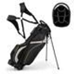 COSTWAY Sac de Golf Trépied-8 Compartiments et Plusieurs Poches-Sac en Nylon avec Support-Club ou Vacances-28 x 21 x 895CM-Noir