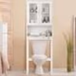COSTWAY Meuble WC Dessus de Toilettes avec 3 Étagère pour Rangement Salle de Bain Blanc Moderne 57 x 185 x 163 CM